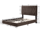 B108 Queen bed Beautiful line stripe cushion headboard ; strong wooden slats + metal legs with Electroplate
