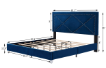 B109 King bed .Beautiful brass studs adorn the headboard; strong wooden slats + metal legs with Electroplate