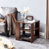 Square side table,simple style design,3-tier end table,wood living room nightstand,bedroom,easy assembly,1-pack