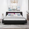 Queen Size Low Profile Upholstered Platform Bed with LED headboard
