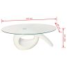 Coffee Table with Oval Glass Top High Gloss White