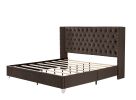 B100S King bed; Button designed Headboard; strong wooden slats + metal legs with Electroplate