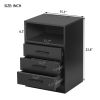 Nightstand with 3 Drawers and Cabinet; USB Charging Ports;  Wireless Charging and Remote Control LED Light