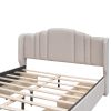 Upholstered Platform Bed with Wingback Headboard and 4 Drawers;  No Box Spring Needed;  Linen Fabric;  Queen Size