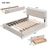 Upholstered Platform Bed with 2 Drawers and 1 Twin XL Trundle;  Linen Fabric;  Queen Size