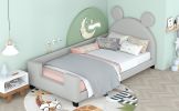 Twin Size Upholstered Daybed with Carton Ears Shaped Headboard