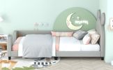 Twin Size Upholstered Daybed with Carton Ears Shaped Headboard