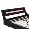 Queen Size Low Profile Upholstered Platform Bed with LED headboard