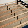 B109 King bed .Beautiful brass studs adorn the headboard; strong wooden slats + metal legs with Electroplate