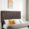 B108 Queen bed Beautiful line stripe cushion headboard ; strong wooden slats + metal legs with Electroplate