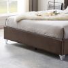 B100S King bed; Button designed Headboard; strong wooden slats + metal legs with Electroplate