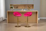 COOLMORE Swivel Bar Stools Set of 2 Adjustable Counter Height Chairs with Footrest for Kitchen; Dining Room 2PC/SET