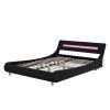 Queen Size Low Profile Upholstered Platform Bed with LED headboard