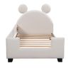 Twin Size Upholstered Daybed with Carton Ears Shaped Headboard