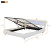 Queen Size Low Profile Upholstered Platform Bed with LED headboard