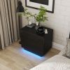 Modern High gloss UV Night Stand with 2 drawers & LED lights