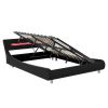 Queen Size Low Profile Upholstered Platform Bed with LED headboard