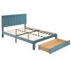 Queen Size Storage Bed Velvet Upholstered Platform Bed with a Big Drawer