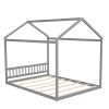 Queen Size Wooden House Bed with Headboard