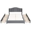 Upholstered Platform Bed with Wingback Headboard and 4 Drawers;  No Box Spring Needed;  Linen Fabric;  Queen Size