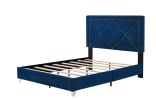 B109 Queen bed .Beautiful brass studs adorn the headboard; strong wooden slats + metal legs with Electroplate