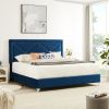 B109 Queen bed .Beautiful brass studs adorn the headboard; strong wooden slats + metal legs with Electroplate